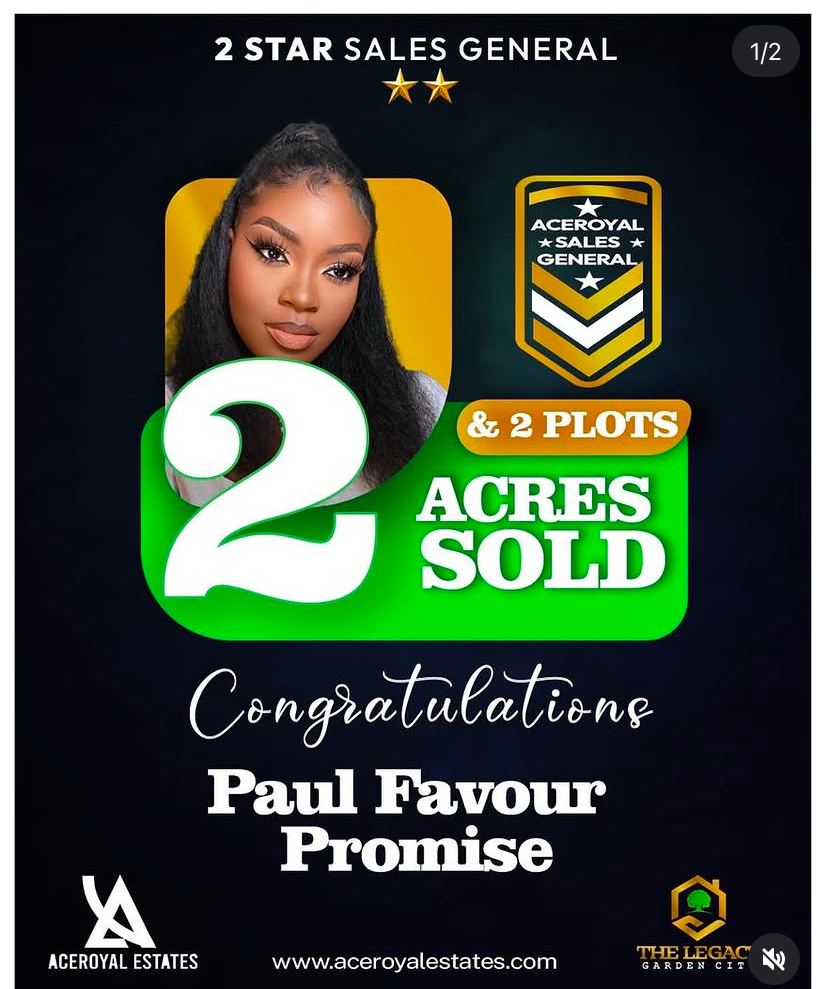 2 Acres & 2 Plots sold — Aceroyal Estates 2-Star Sales General award